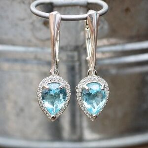 New Sky Blue Topaz Earrings Sterling Silver , December Birthstone